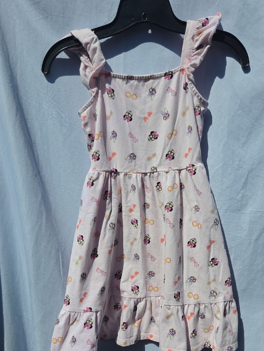 Disney Light Pink Ruffle-Shoulder Dress with Character Print    Size 8
